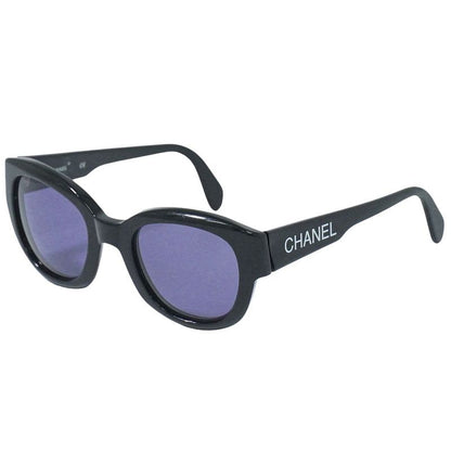 Authentic Chanel Logo Sunglasses Eyewear Plastic Black Blue 05247 94305 Glasses