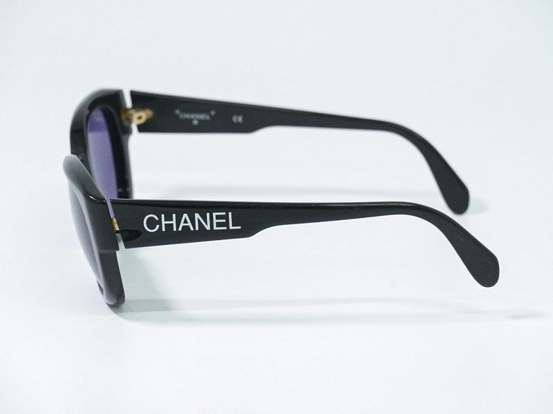 Authentic Chanel Logo Sunglasses Eyewear Plastic Black Blue 05247 94305 Glasses