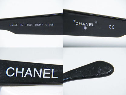 Authentic Chanel Logo Sunglasses Eyewear Plastic Black Blue 05247 94305 Glasses