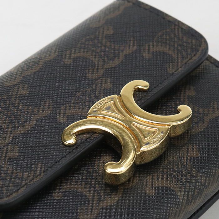 Celine 10i652ds3.04lu Trifold Wallet Triomphe Canvas Scuff Deuce