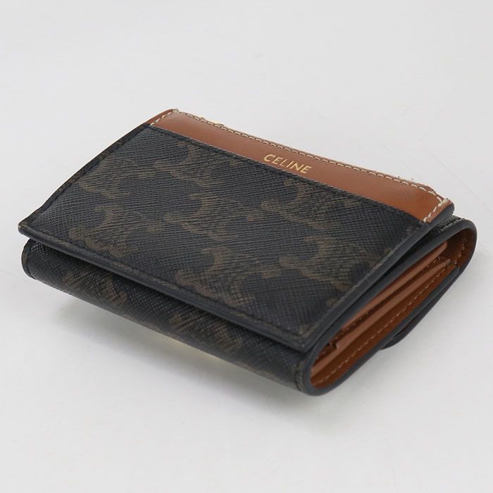 Celine 10i652ds3.04lu Trifold Wallet Triomphe Canvas Scuff Deuce