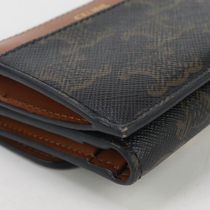 Celine 10i652ds3.04lu Trifold Wallet Triomphe Canvas Scuff Deuce