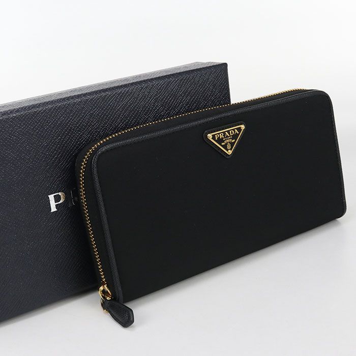 Prada Zip Around Long Wallet Saffiano Triangle 1ml506 2DMI F0002 Long Wallet