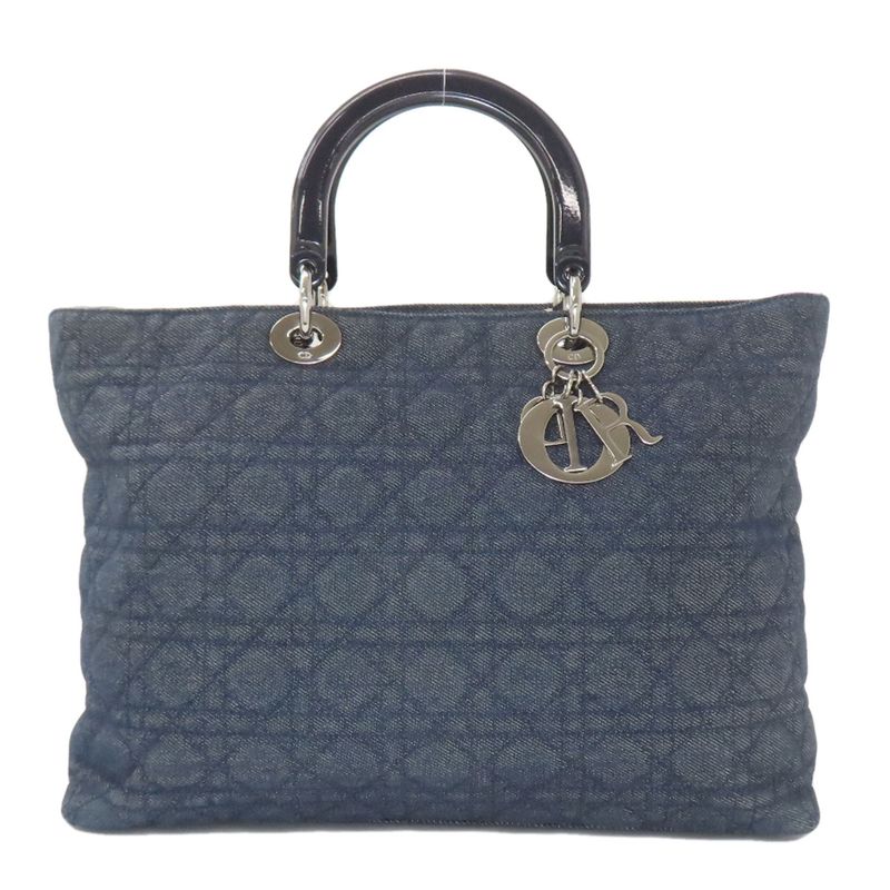 Christian DIOR Lady Dior Handbag Denim Women's