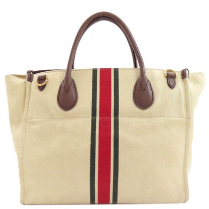 Gucci 657422 Sherry Line For Double Tote 2WAY Handbag Canvas Women