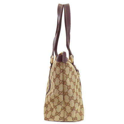 Gucci 141470 GG Tote Bag Canvas Leather Women