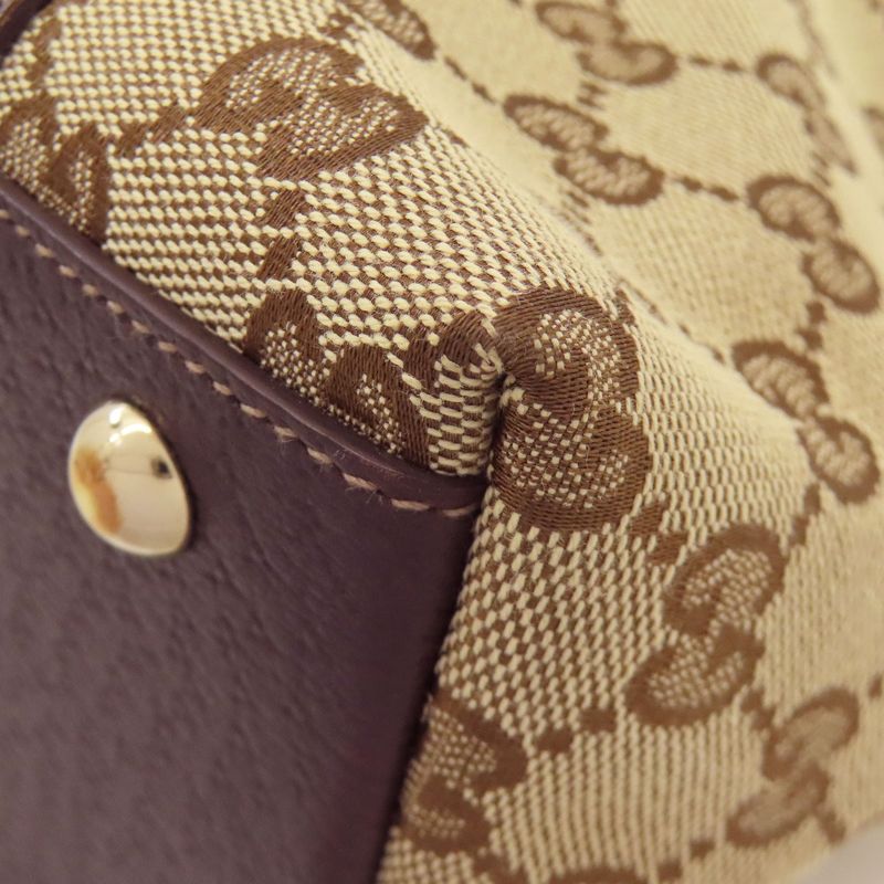 Gucci 141470 GG Tote Bag Canvas Leather Women