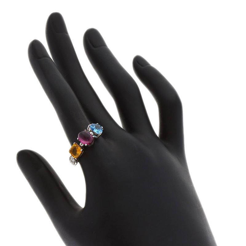 Bvlgari Bulgari Allegra Multi-colored Stone Ring - 18K White Gold Ladies