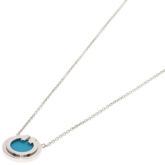 Tiffany & Co T TWO Circle Turquoise Necklace 18K White Gold Ladies