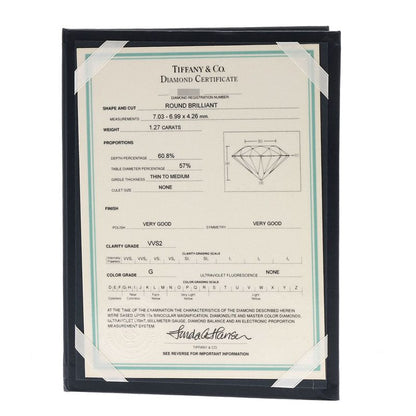 Tiffany & Co Solitaire Diamond G-vvs2-vg Ring Pt950 Ladies