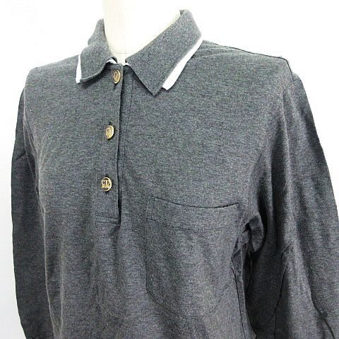 Christian DIOR Sports Polo Shirt Long Sleeves Cotton M Gray *EKM