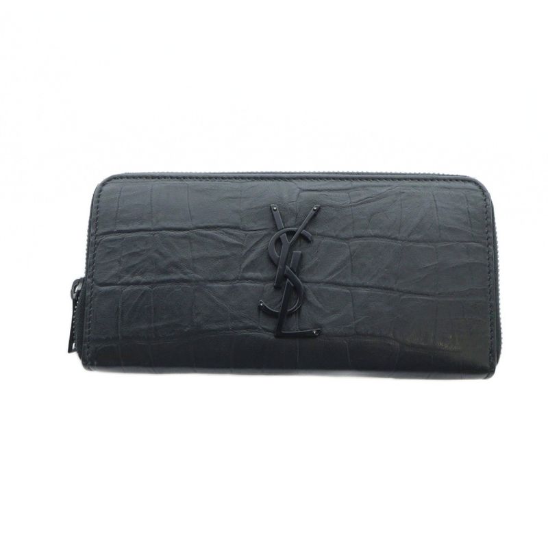 Saint Laurent Paris Long Wallet Round Zipper Inn617415 Cassandra Logo Leather