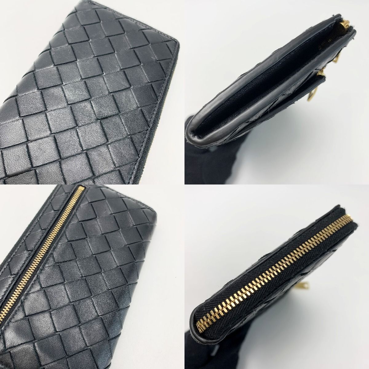Bottega Veneta Intrecciato Long Wallet Black with Cloth Bag
