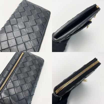 Bottega Veneta Intrecciato Long Wallet Black with Cloth Bag
