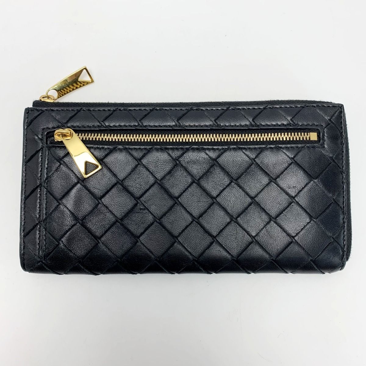Bottega Veneta Intrecciato Long Wallet Black with Cloth Bag