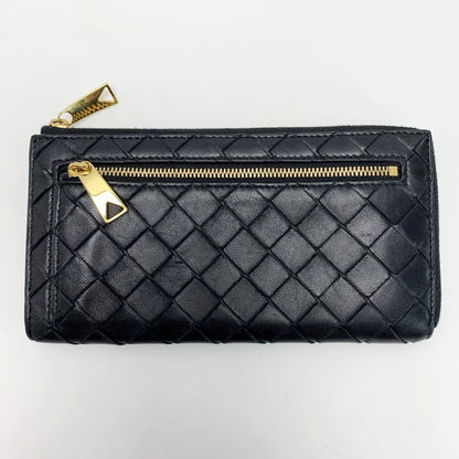 Bottega Veneta Intrecciato Long Wallet Black with Cloth Bag