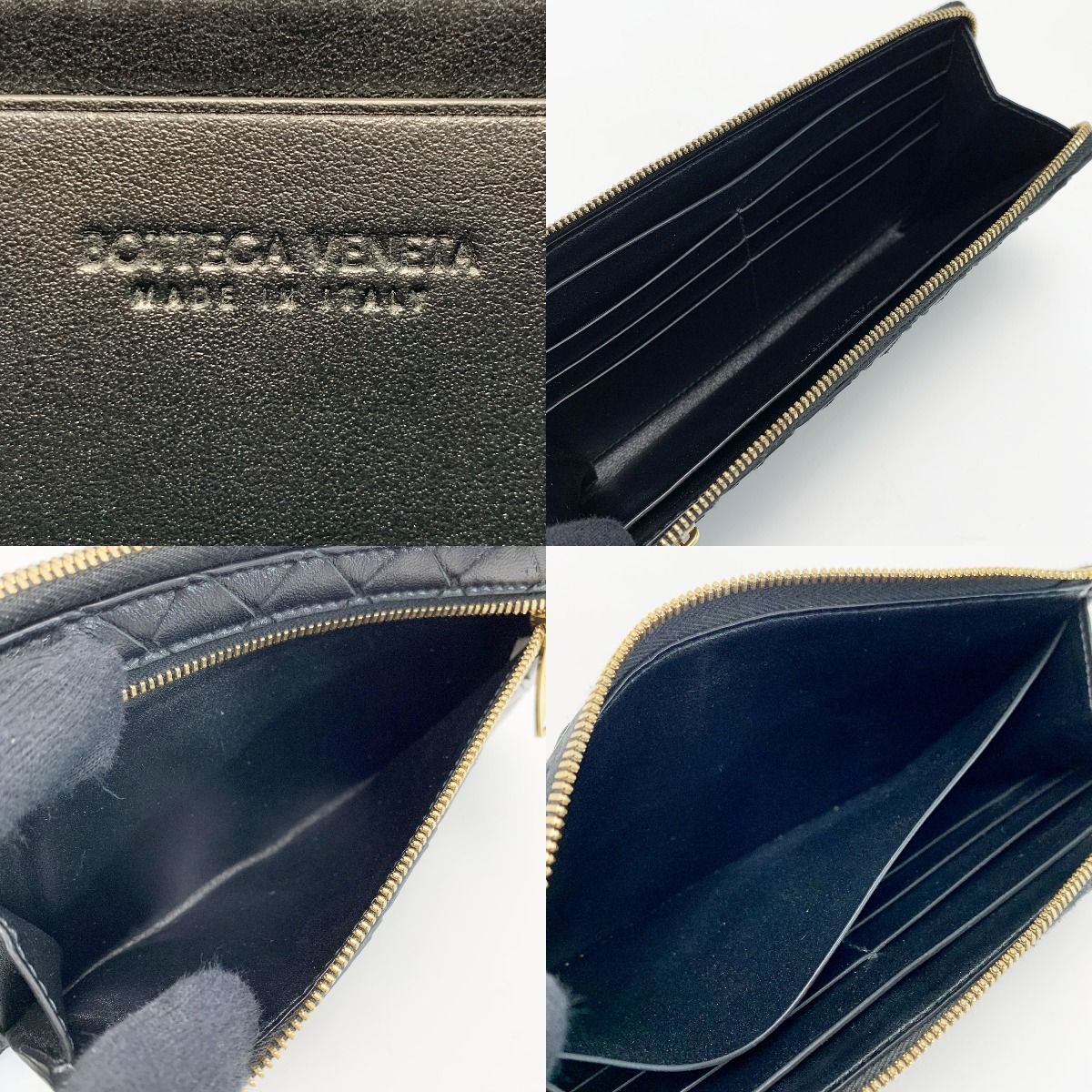 Bottega Veneta Intrecciato Long Wallet Black with Cloth Bag