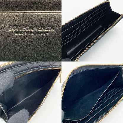 Bottega Veneta Intrecciato Long Wallet Black with Cloth Bag