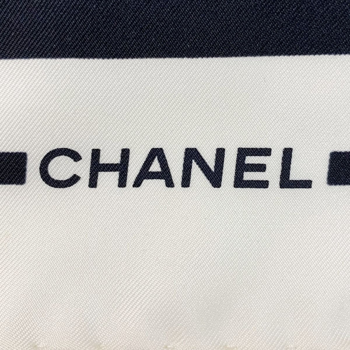 Chanel Block Check Coco Mark White X Black Scarf Ladies