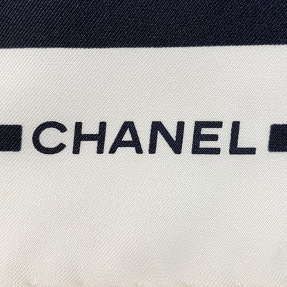 Chanel Block Check Coco Mark White X Black Scarf Ladies
