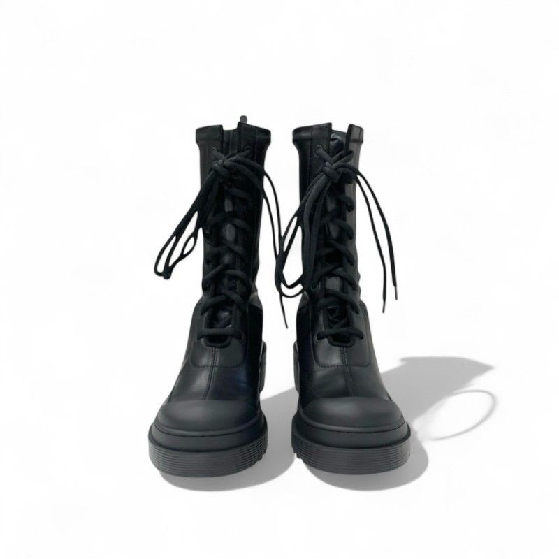 Christian Dior Arcade Boots Short Shoes Leather Black Logo Lace Up