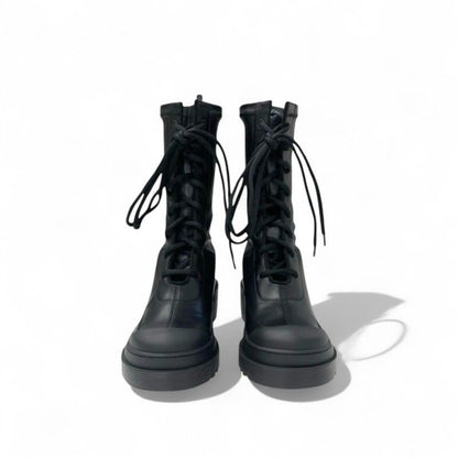 Christian Dior Arcade Boots Short Shoes Leather Black Logo Lace Up