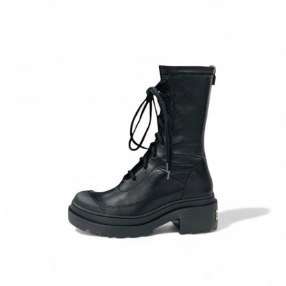 Christian Dior Arcade Boots Short Shoes Leather Black Logo Lace Up