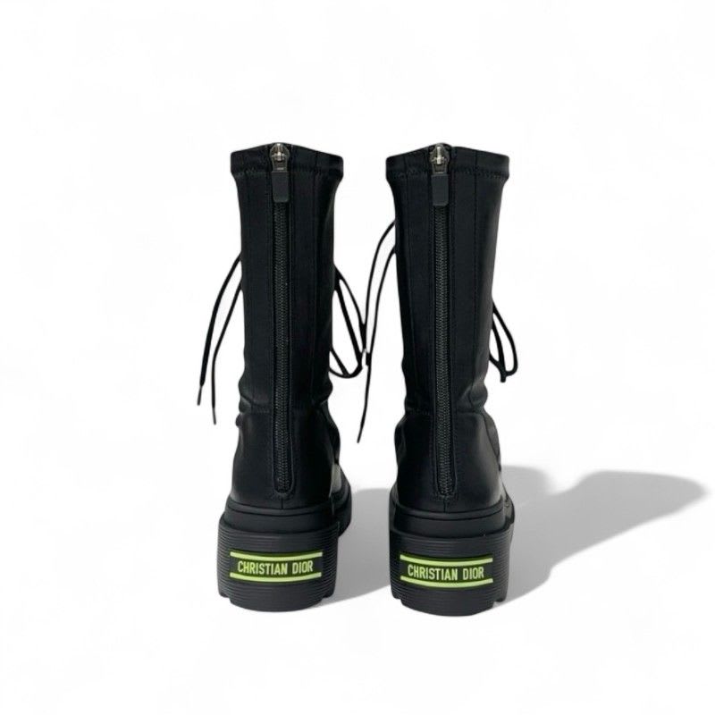 Christian Dior Arcade Boots Short Shoes Leather Black Logo Lace Up