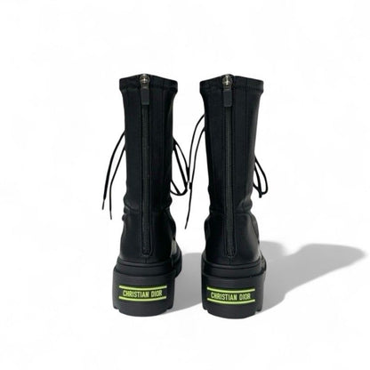 Christian Dior Arcade Boots Short Shoes Leather Black Logo Lace Up