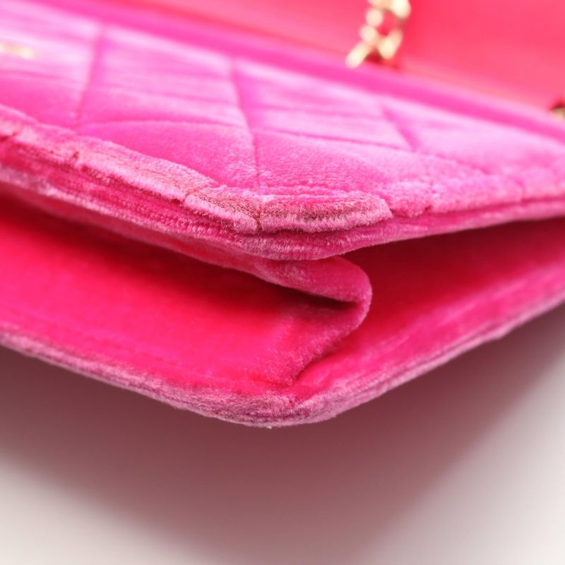Chanel Shoulder Bag Matelasse Fuchsia Pink Fabric Matelasse Chain Wallet Ladies