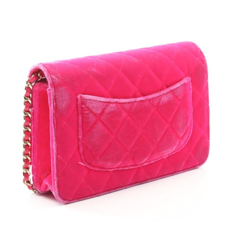 Chanel Shoulder Bag Matelasse Fuchsia Pink Fabric Matelasse Chain Wallet Ladies
