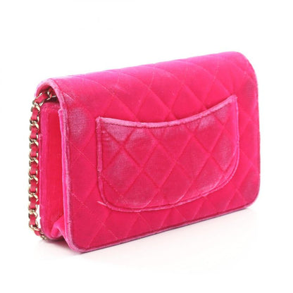 Chanel Shoulder Bag Matelasse Fuchsia Pink Fabric Matelasse Chain Wallet Ladies