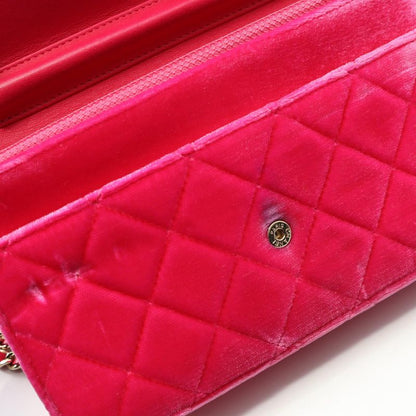 Chanel Shoulder Bag Matelasse Fuchsia Pink Fabric Matelasse Chain Wallet Ladies