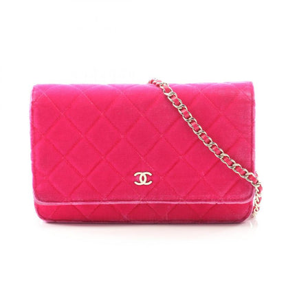 Chanel Shoulder Bag Matelasse Fuchsia Pink Fabric Matelasse Chain Wallet Ladies