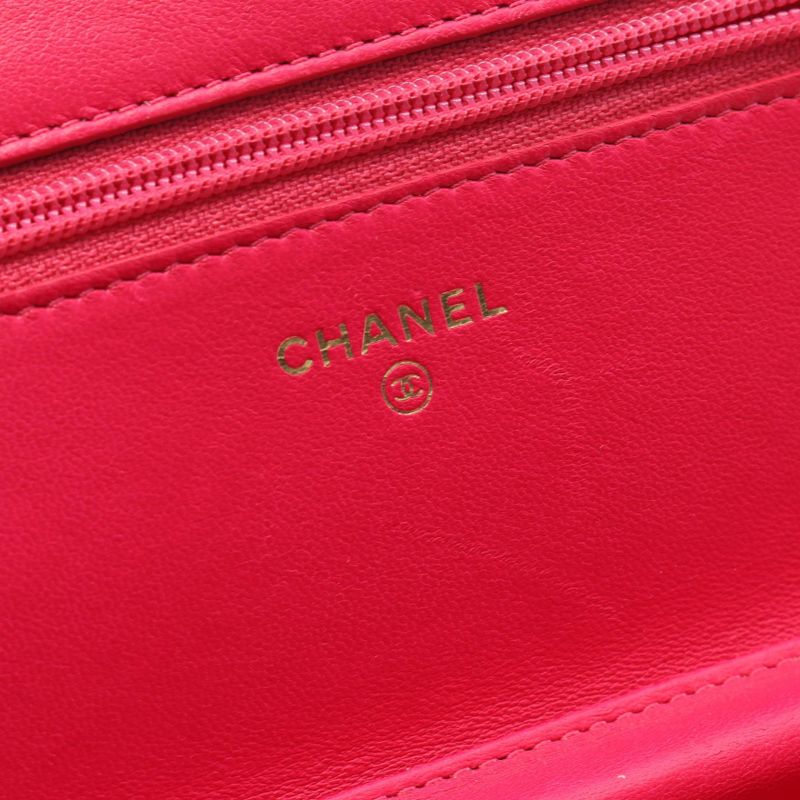 Chanel Shoulder Bag Matelasse Fuchsia Pink Fabric Matelasse Chain Wallet Ladies