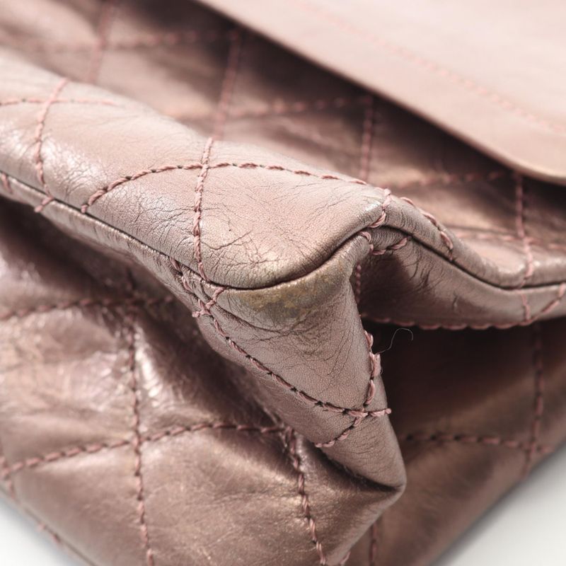 Chanel Shoulder Bag 2.55 Matelasse W Flap Metallic Light Purple Leather 2.55