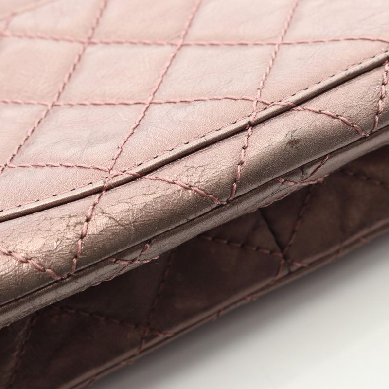 Chanel Shoulder Bag 2.55 Matelasse W Flap Metallic Light Purple Leather 2.55