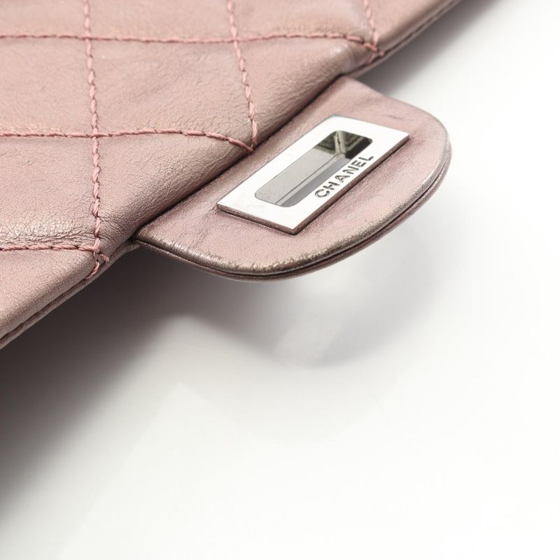 Chanel Shoulder Bag 2.55 Matelasse W Flap Metallic Light Purple Leather 2.55