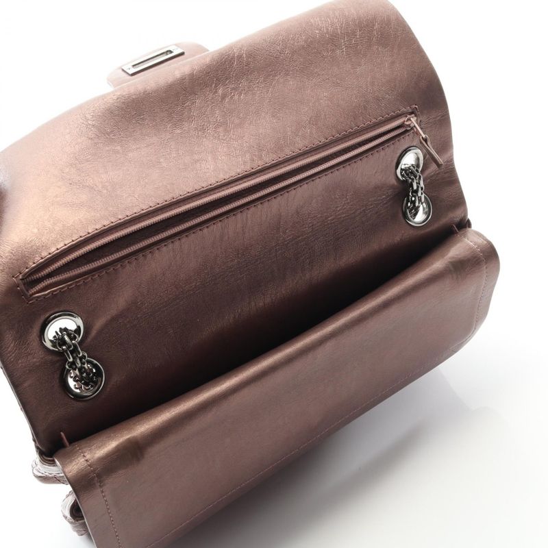 Chanel Shoulder Bag 2.55 Matelasse W Flap Metallic Light Purple Leather 2.55