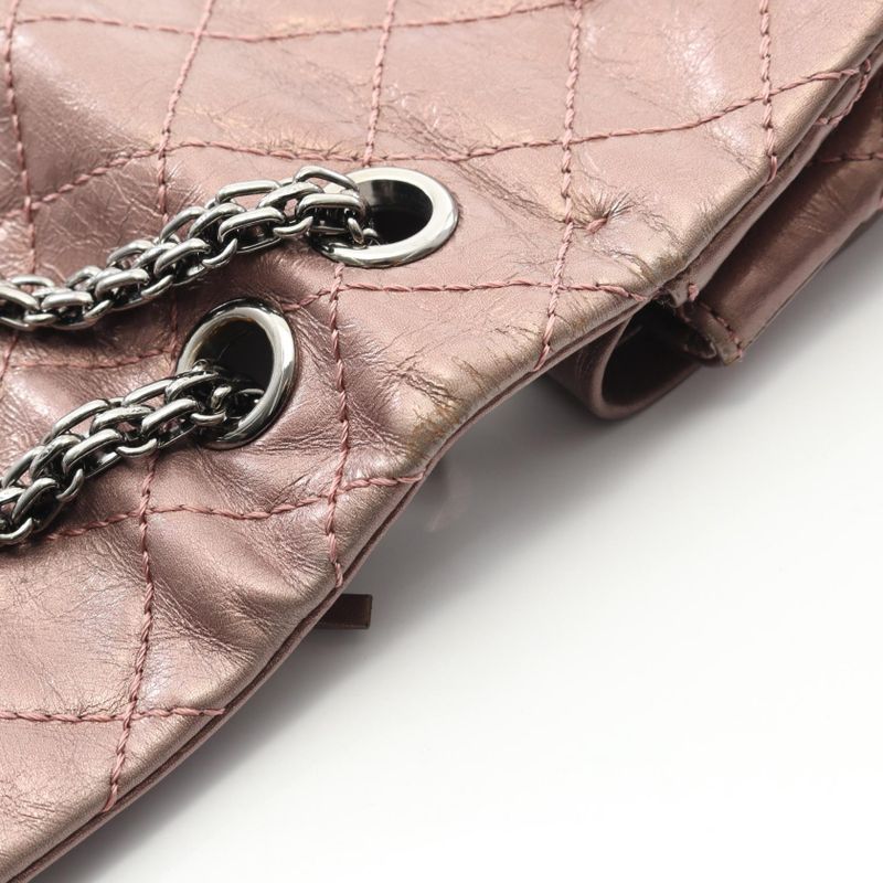 Chanel Shoulder Bag 2.55 Matelasse W Flap Metallic Light Purple Leather 2.55