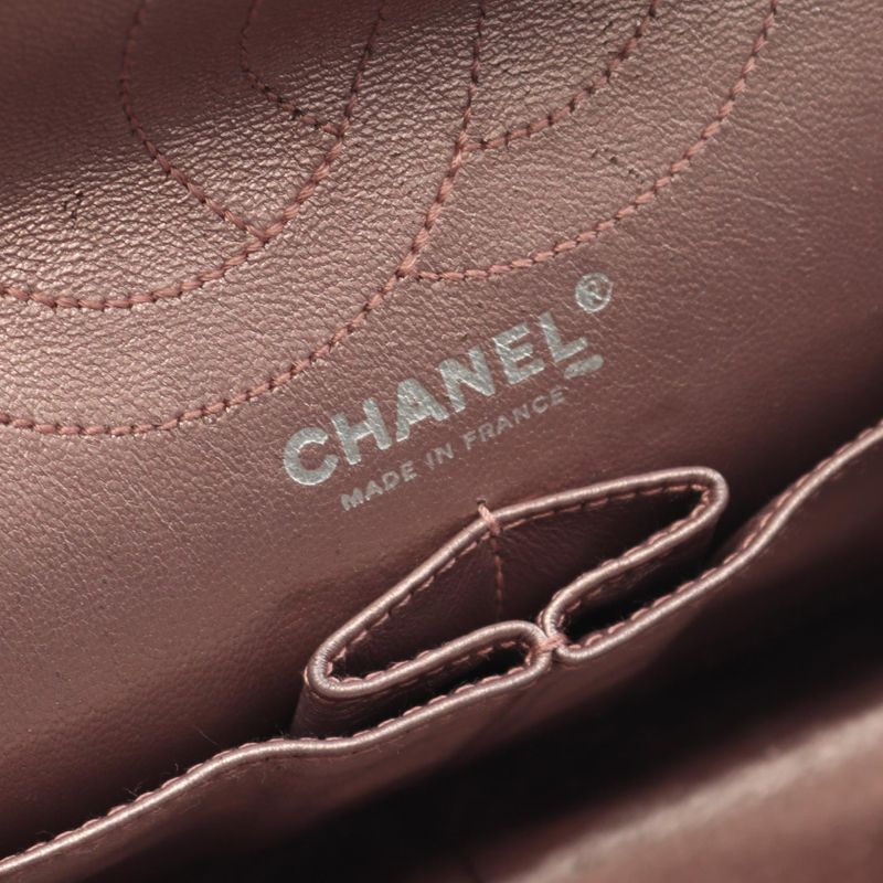 Chanel Shoulder Bag 2.55 Matelasse W Flap Metallic Light Purple Leather 2.55