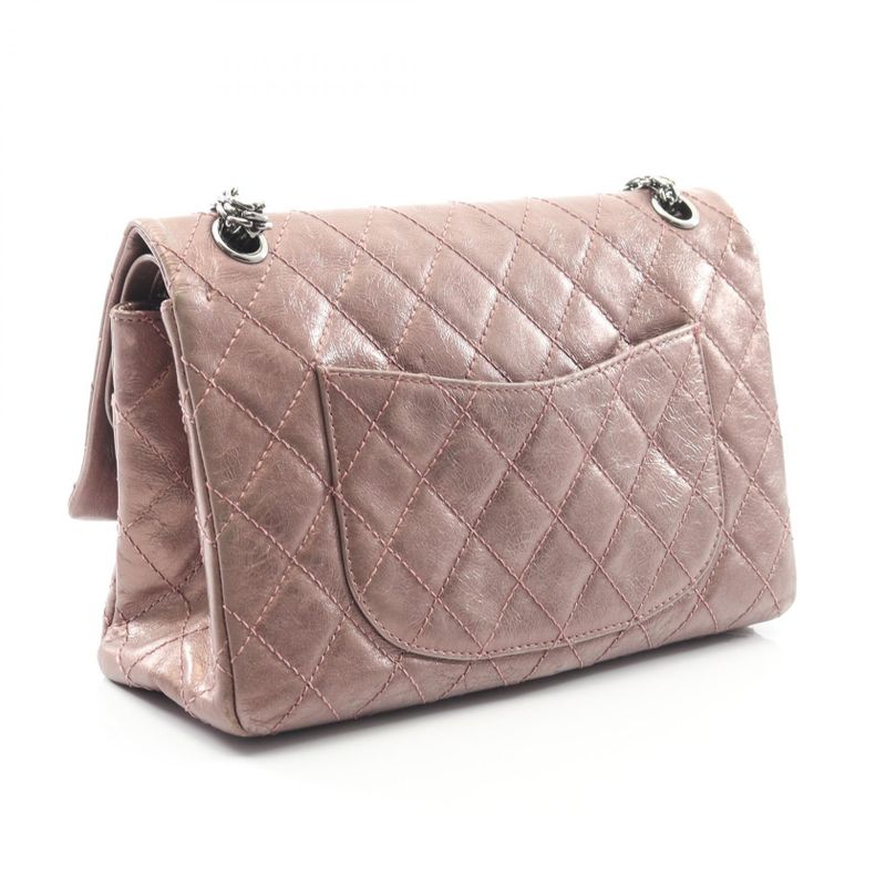 Chanel Shoulder Bag 2.55 Matelasse W Flap Metallic Light Purple Leather 2.55