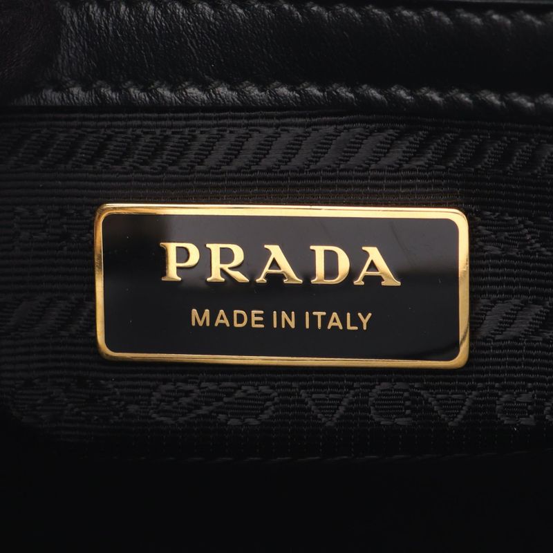 Prada Tote Bag Triangolo Jacqu Symbol Embroidery Small 1ba354 Beige/black