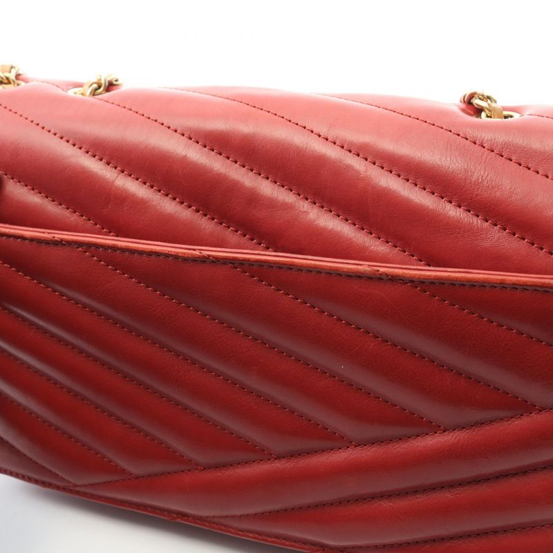 Chanel Shoulder Bag Bias Stitch Red Lambskin Bias Stitch Chain Shoulder Women