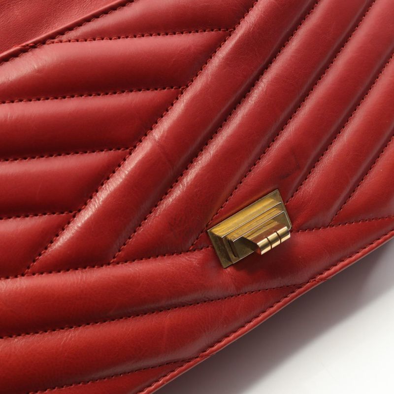 Chanel Shoulder Bag Bias Stitch Red Lambskin Bias Stitch Chain Shoulder Women
