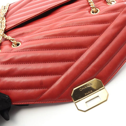 Chanel Shoulder Bag Bias Stitch Red Lambskin Bias Stitch Chain Shoulder Women