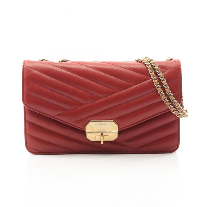 Chanel Shoulder Bag Bias Stitch Red Lambskin Bias Stitch Chain Shoulder Women