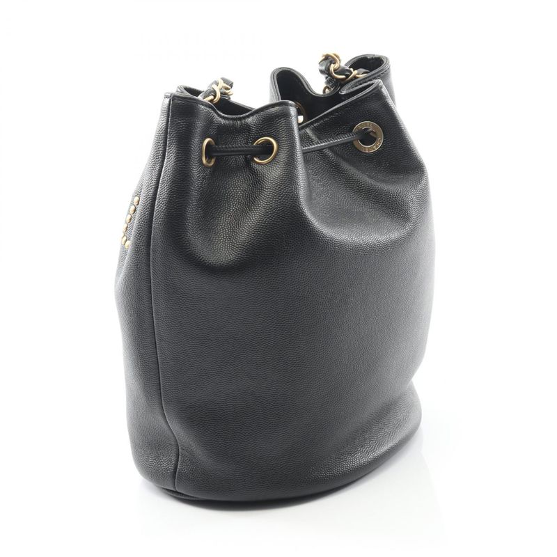 Chanel Shoulder Bag Deauville Black Caviar Skin (grained Calf) Deauville Logo