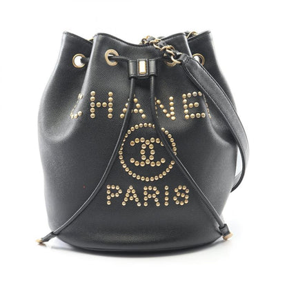 Chanel Shoulder Bag Deauville Black Caviar Skin (grained Calf) Deauville Logo