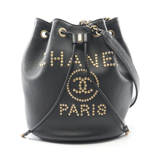 Chanel Shoulder Bag Deauville Black Caviar Skin (grained Calf) Deauville Logo